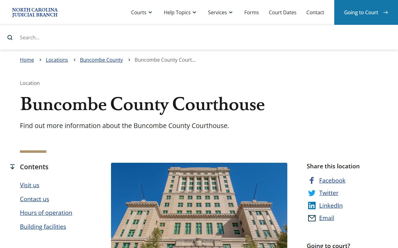 Buncombe County courthouse for Asheville probate record filings