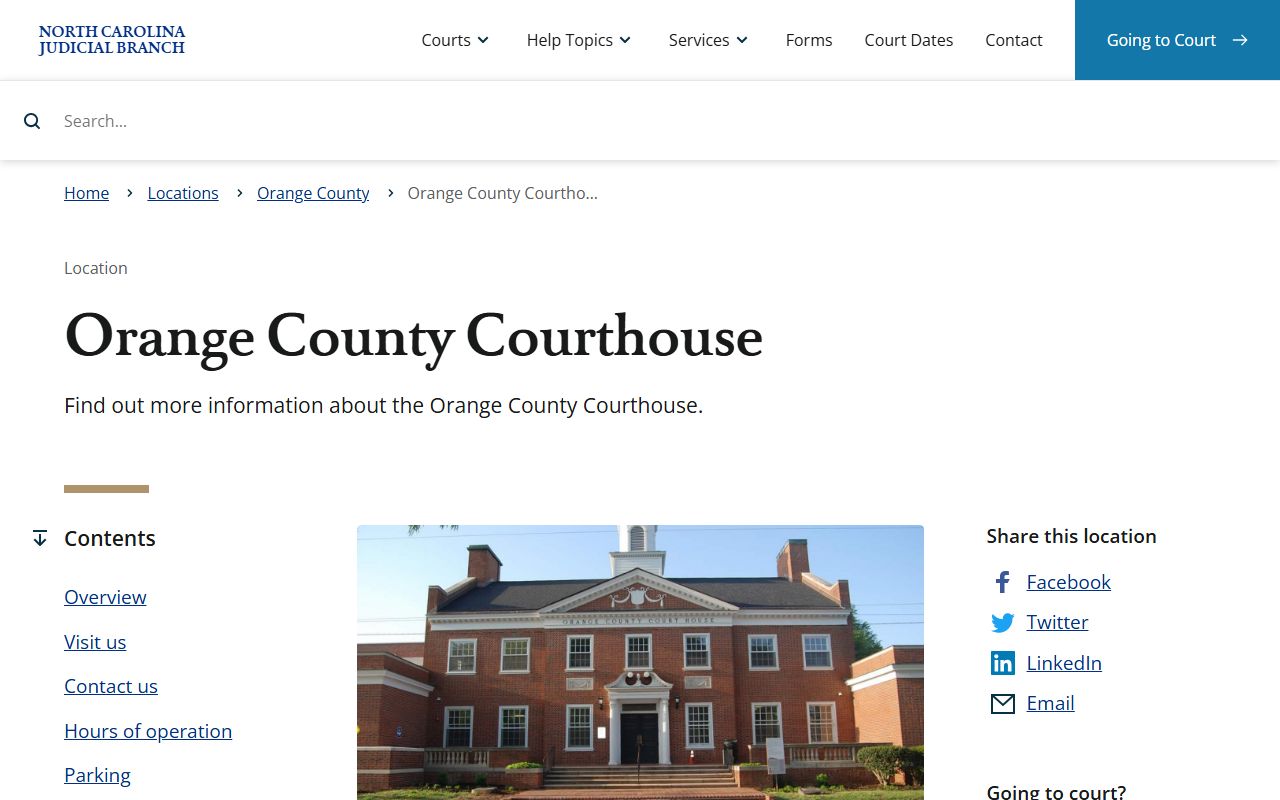 Orange County courthouse information for Chapel Hill probate filings