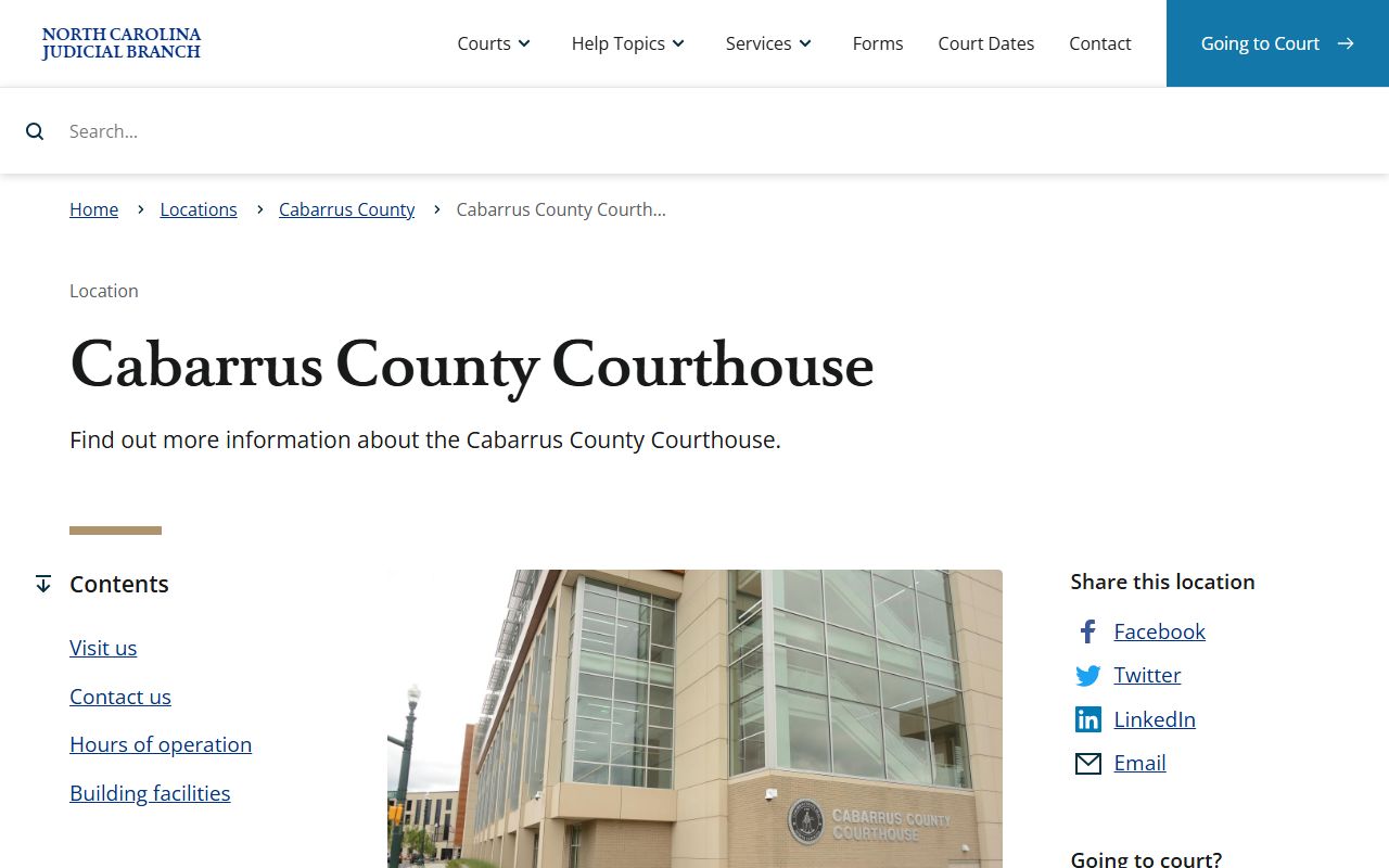 Cabarrus County courthouse for Concord probate record access