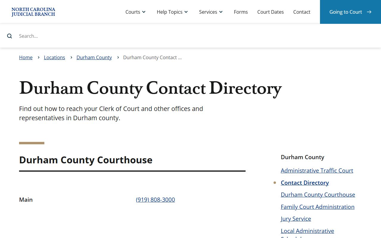 Durham probate court records contact directory