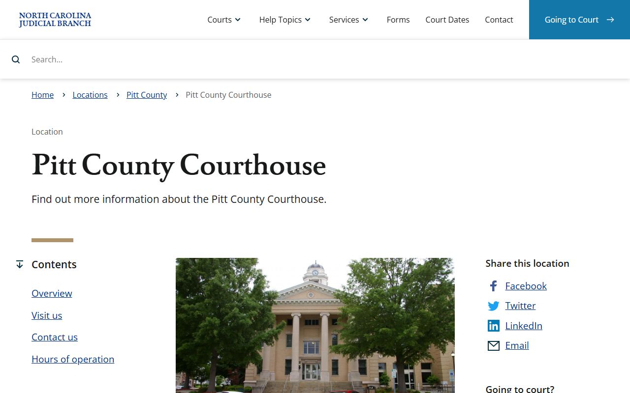 Pitt County courthouse for Greenville probate filings