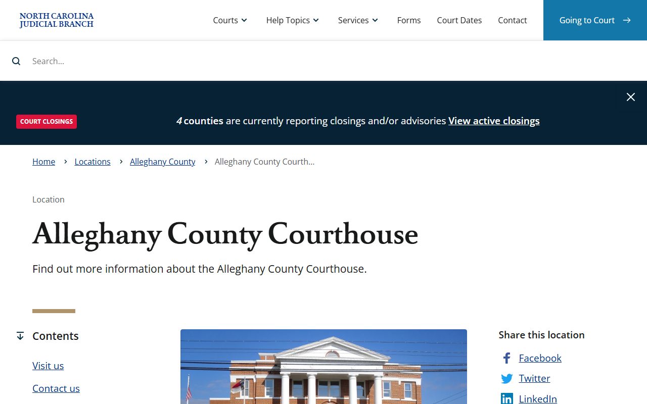 Alleghany County courthouse for probate court records