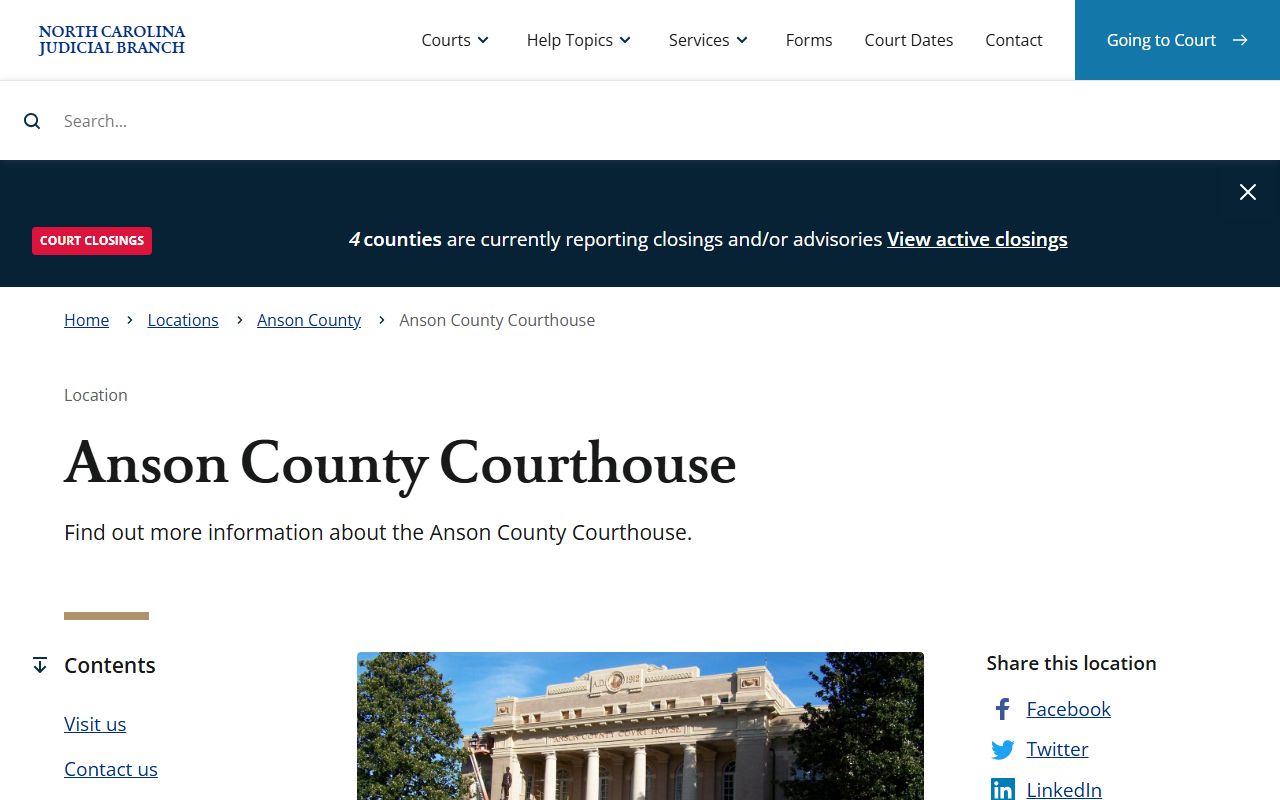 Anson County courthouse for probate court records