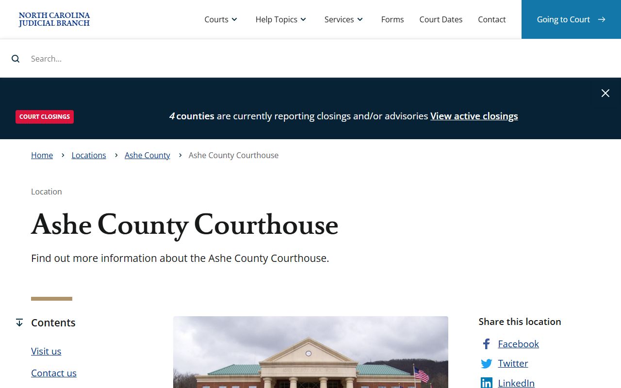 Ashe County courthouse for probate court records
