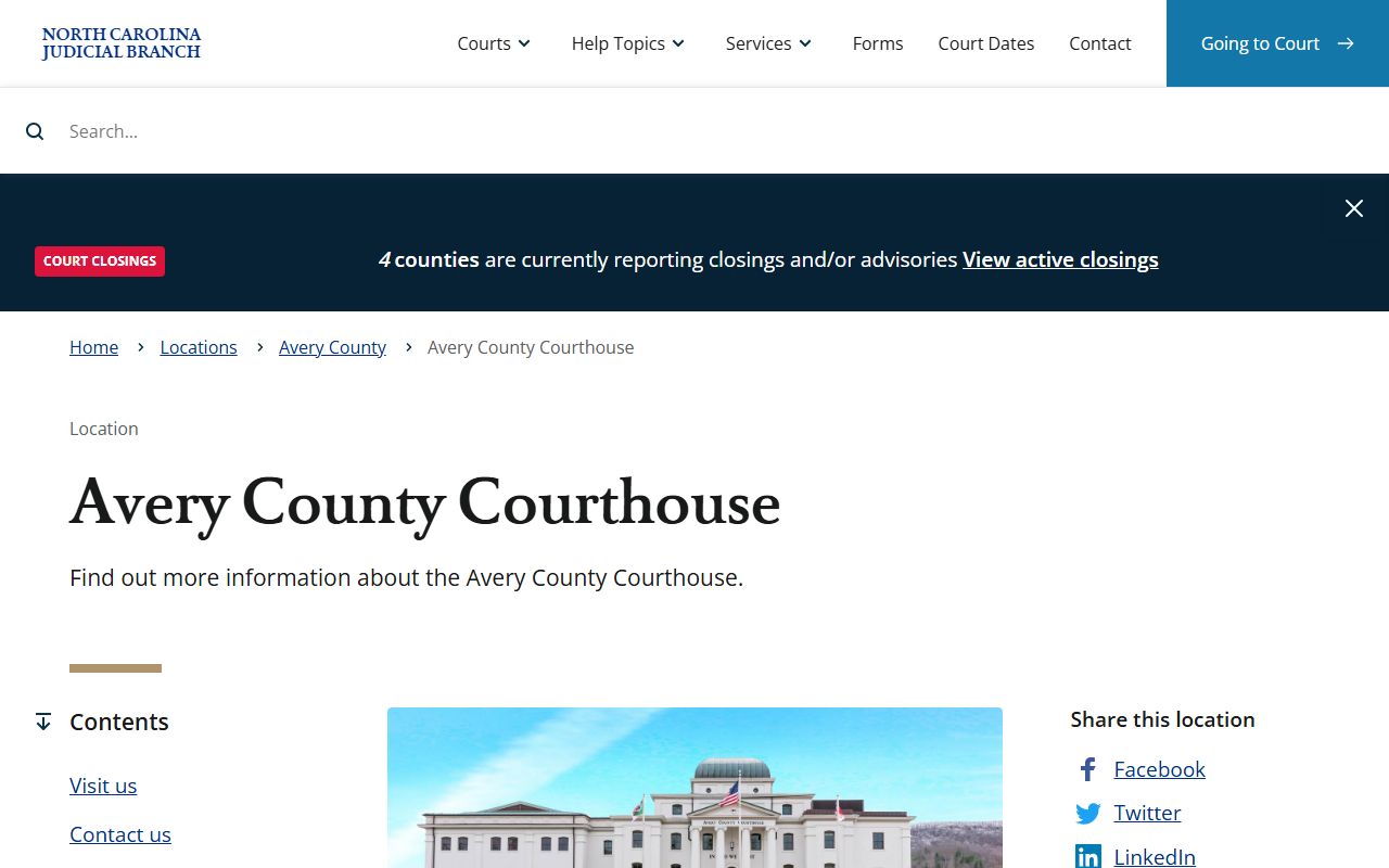 Avery County courthouse for probate court records