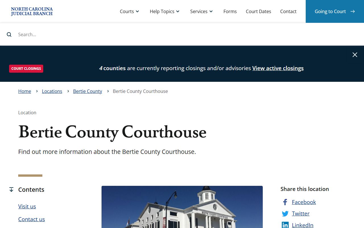 Bertie County courthouse for probate court records