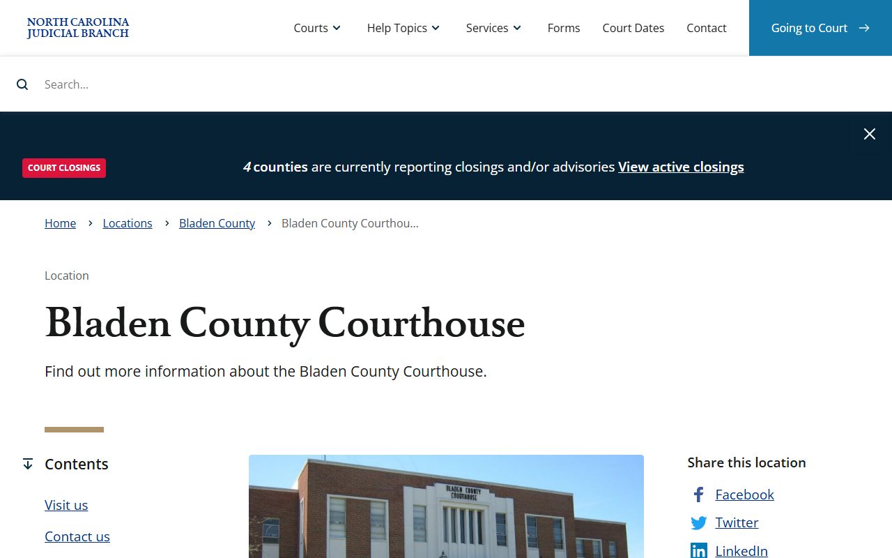 Bladen County courthouse for probate court records