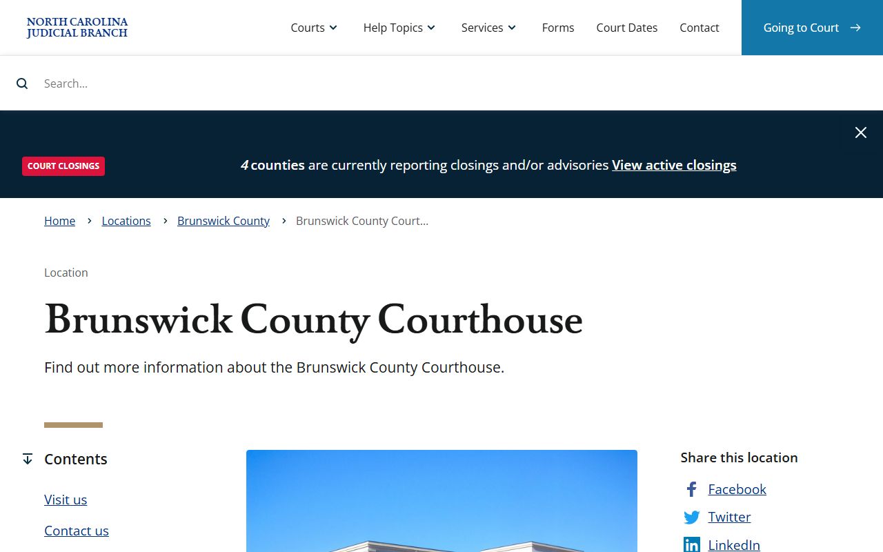 Brunswick County courthouse for probate court records