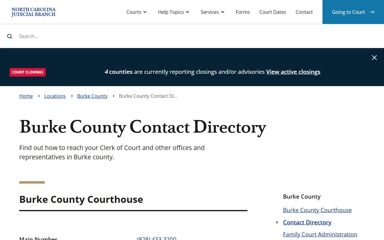 Burke County contact directory for probate court records