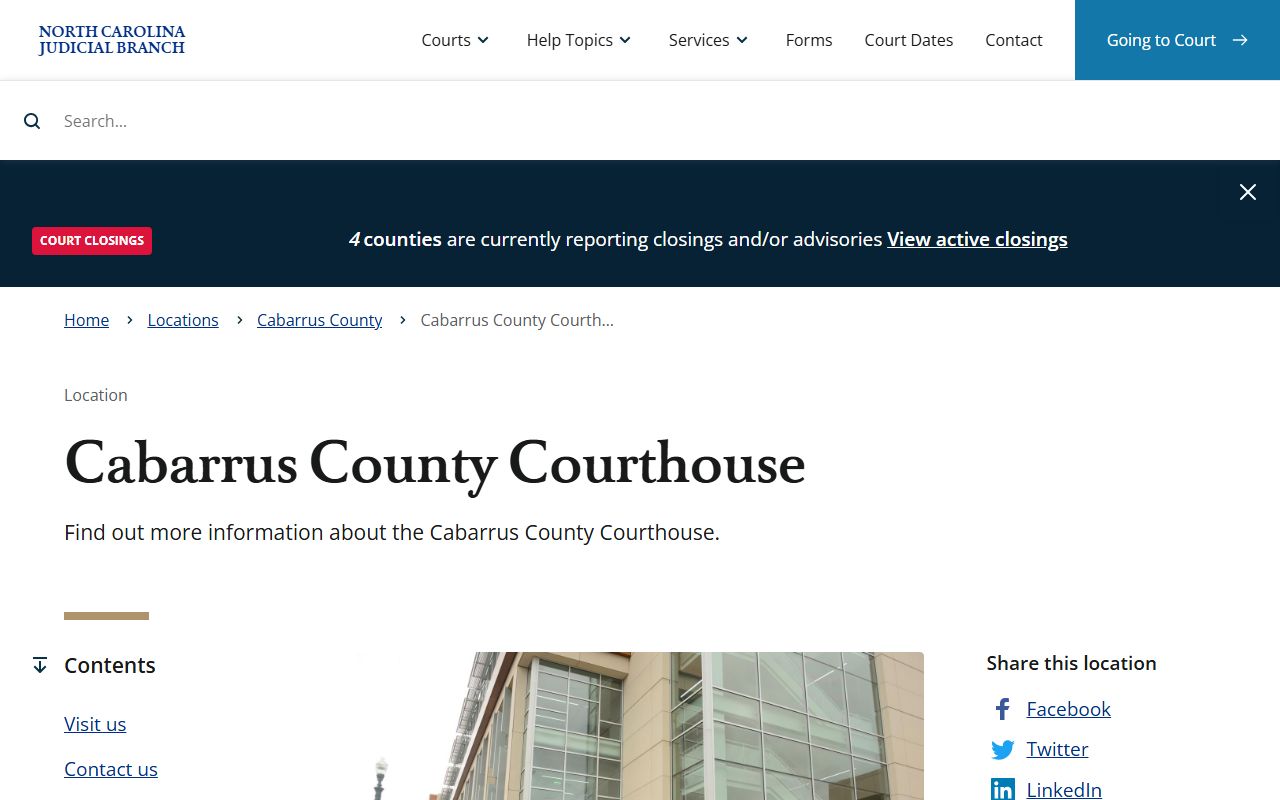 Cabarrus County courthouse information for probate filings