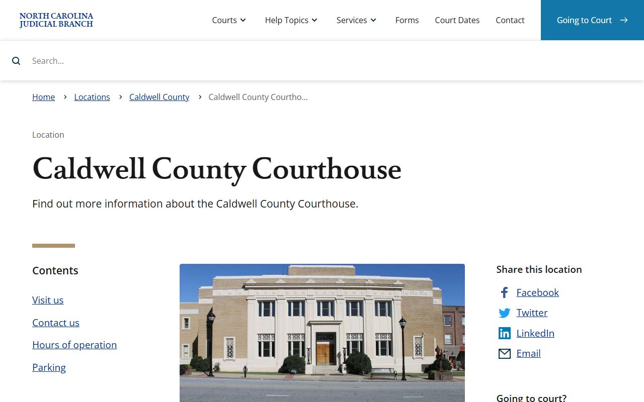 Caldwell County courthouse details for accessing probate records