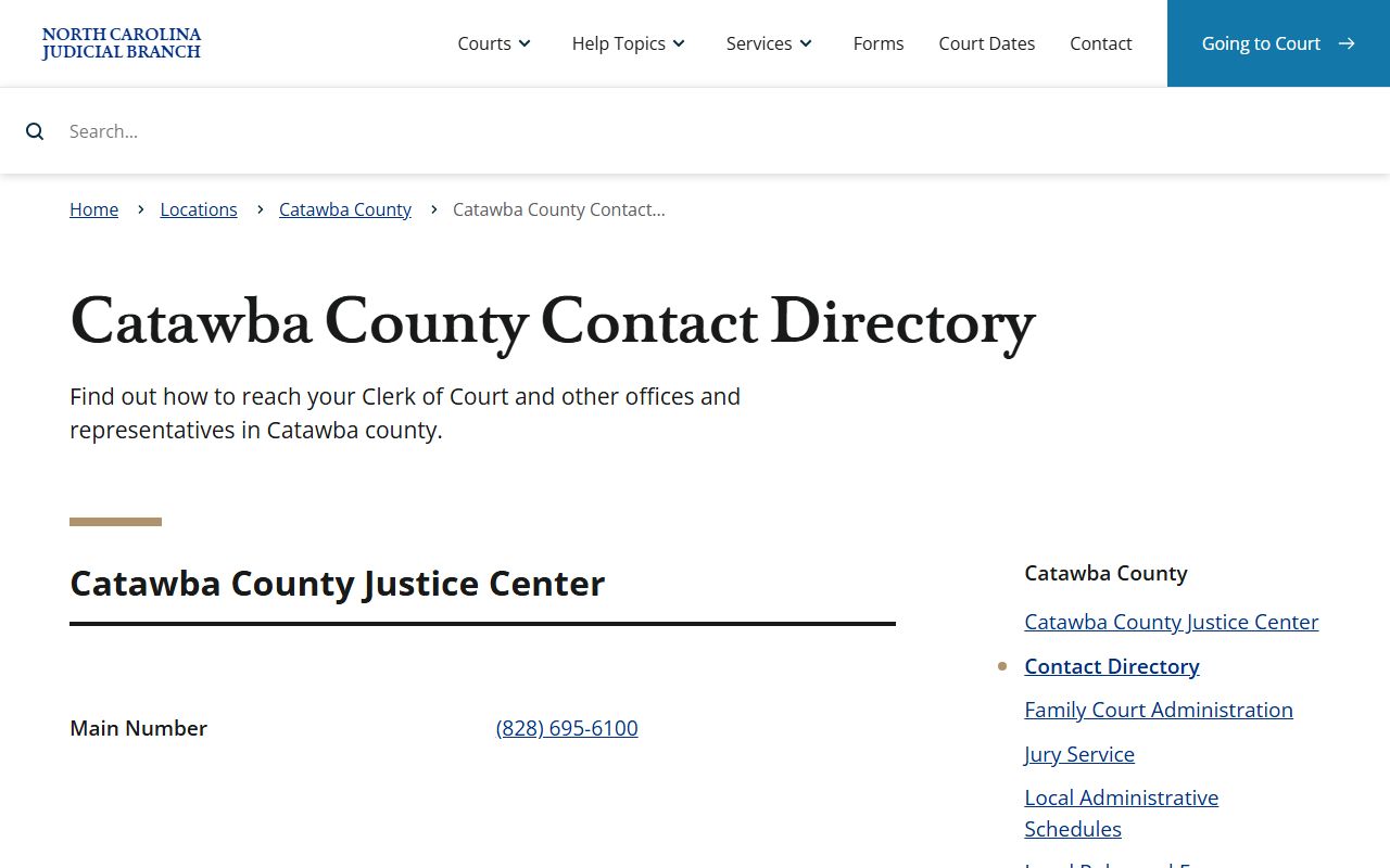 Catawba County clerk contact directory for estate records