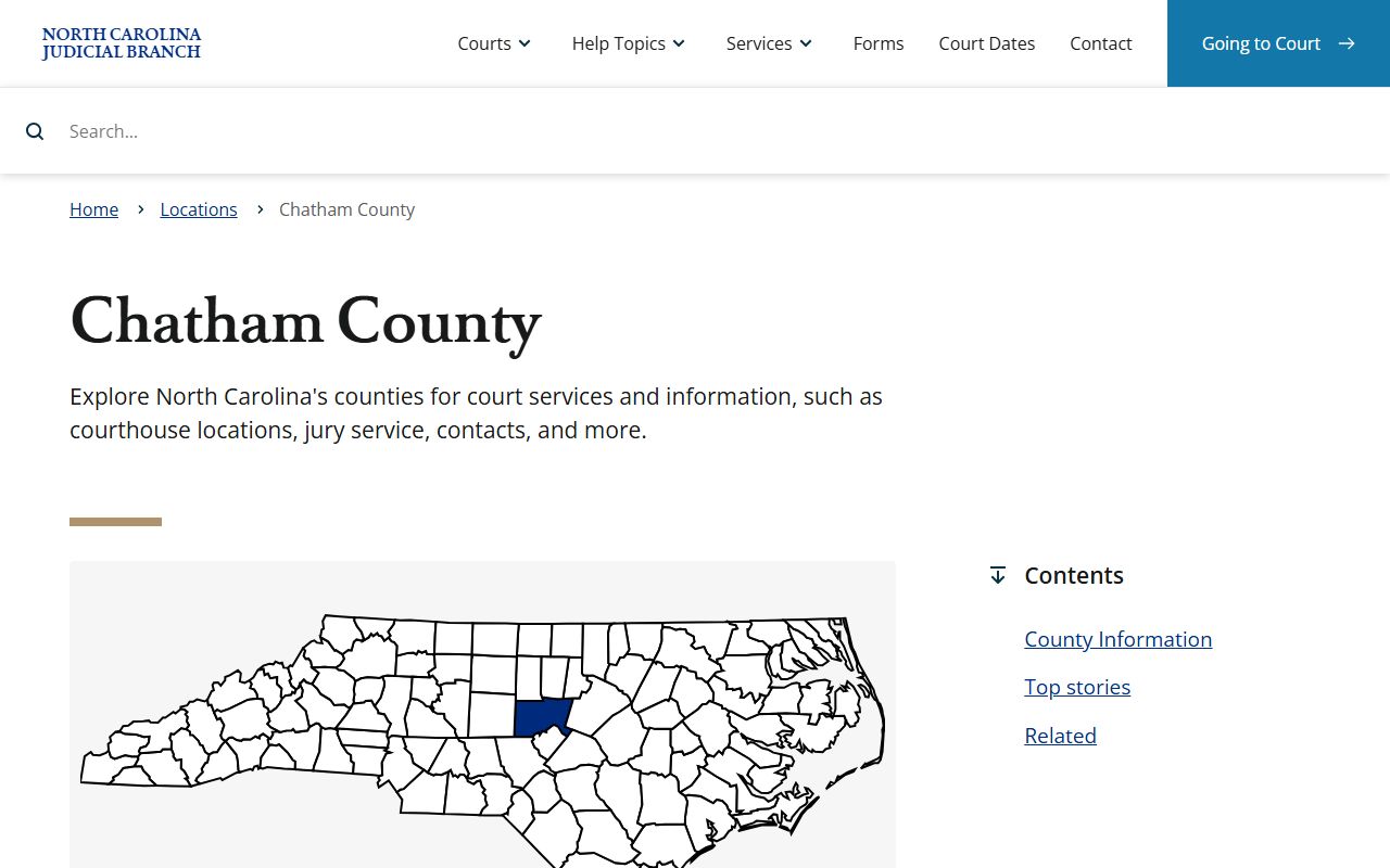 Chatham County court information page for estate services
