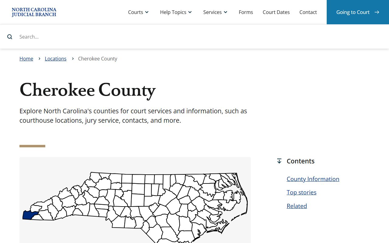 Cherokee County court information page for probate services