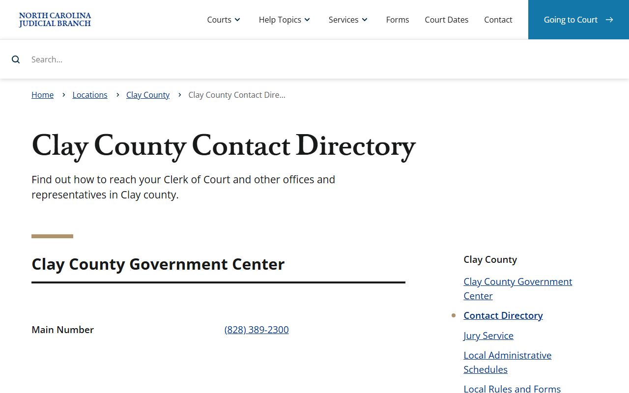 Clay County clerk contact directory for estate record inquiries