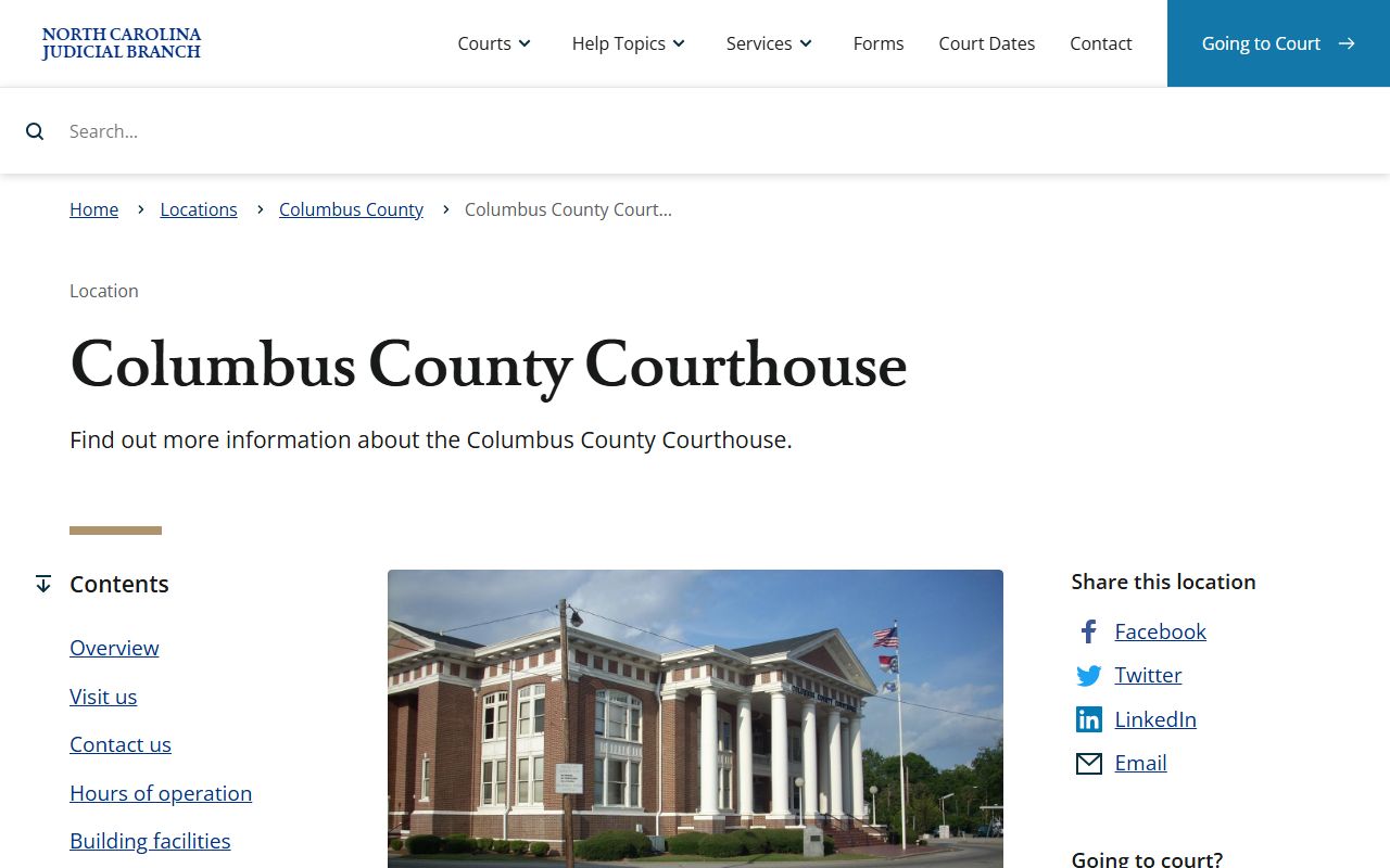 Columbus County courthouse information for probate record visits