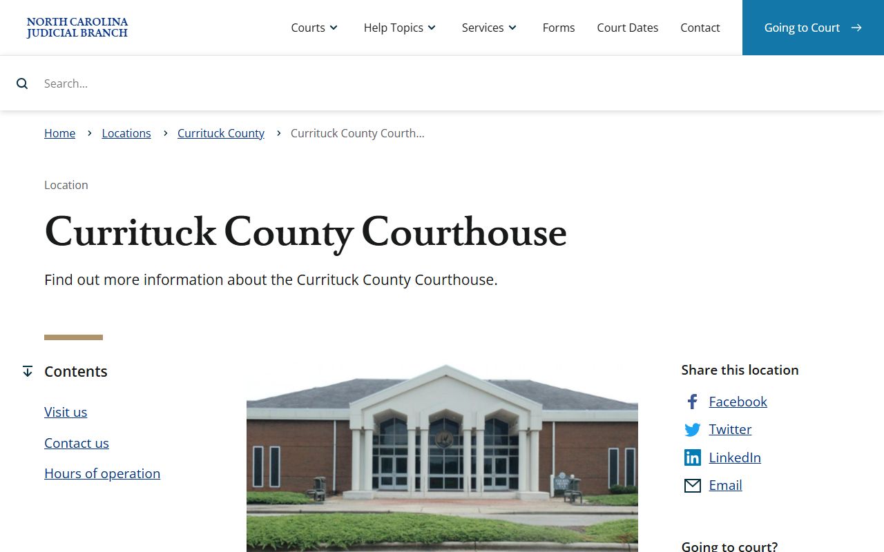 Currituck County courthouse building information