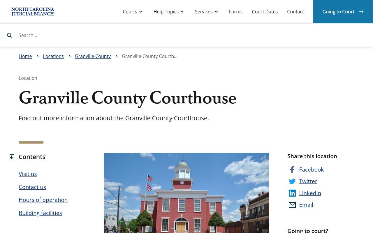 Granville County courthouse details and records access