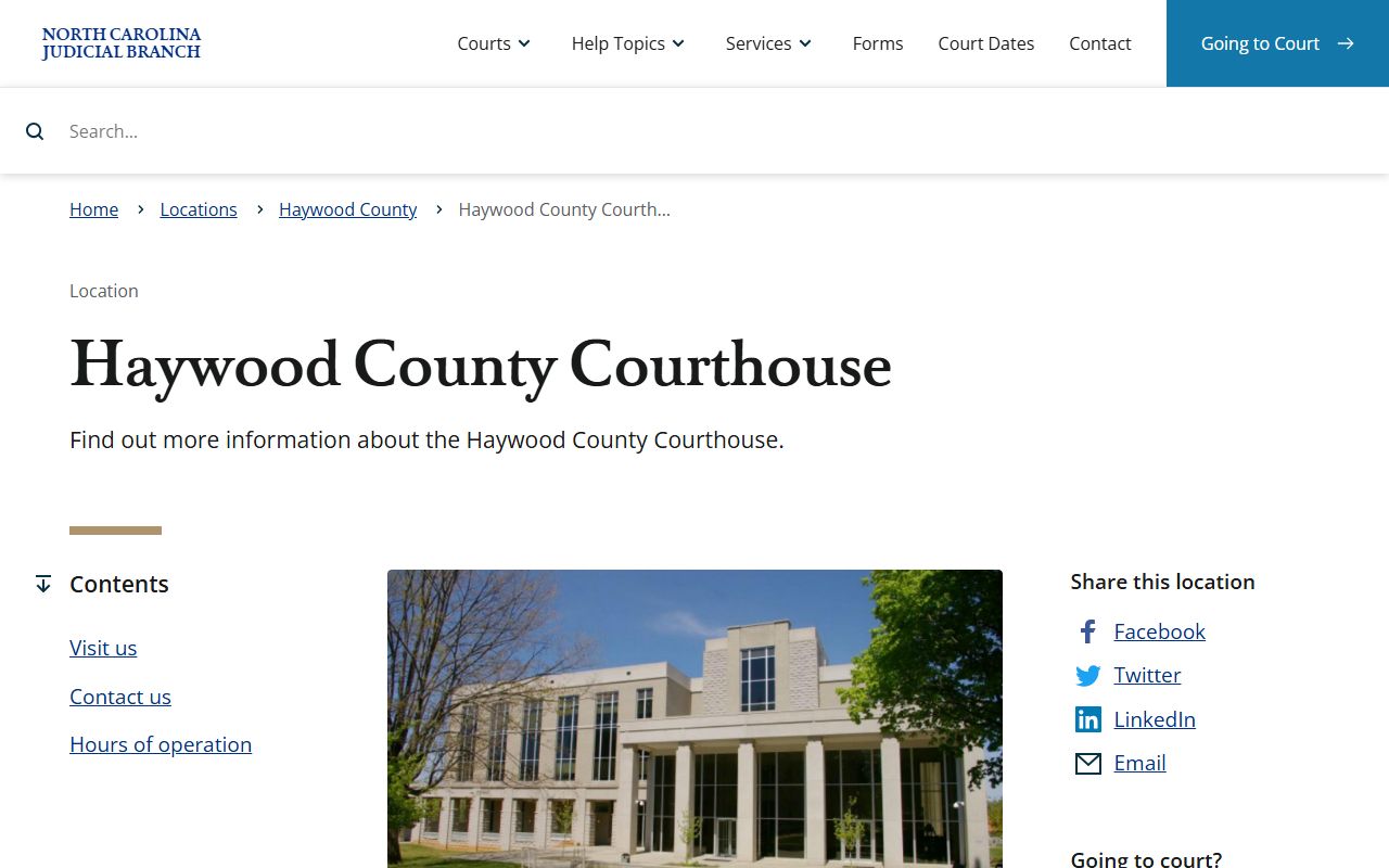 Haywood County courthouse building and probate fee information