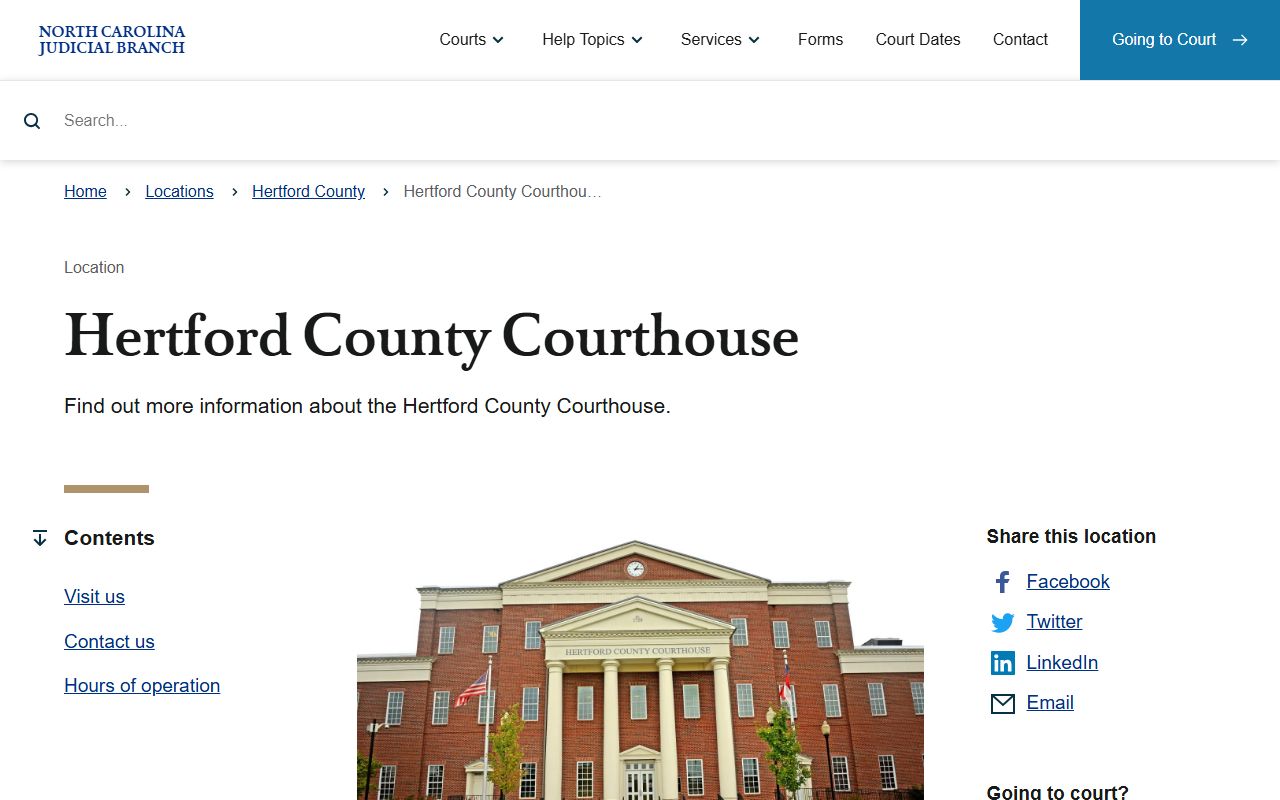 Hertford County courthouse and probate fee details