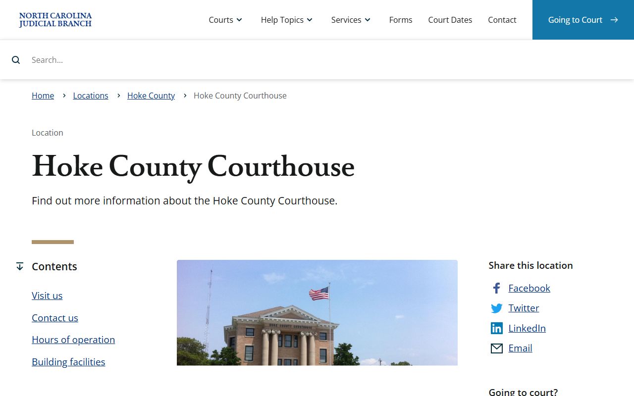 Hoke County courthouse building and probate filing information