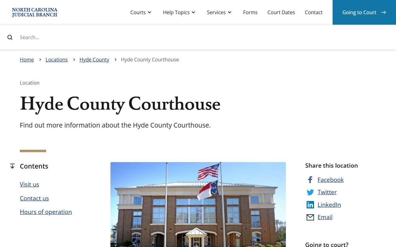 Hyde County courthouse and filing fee details
