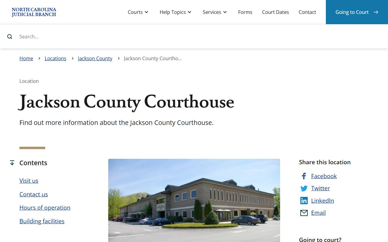 Jackson County courthouse building and fee information