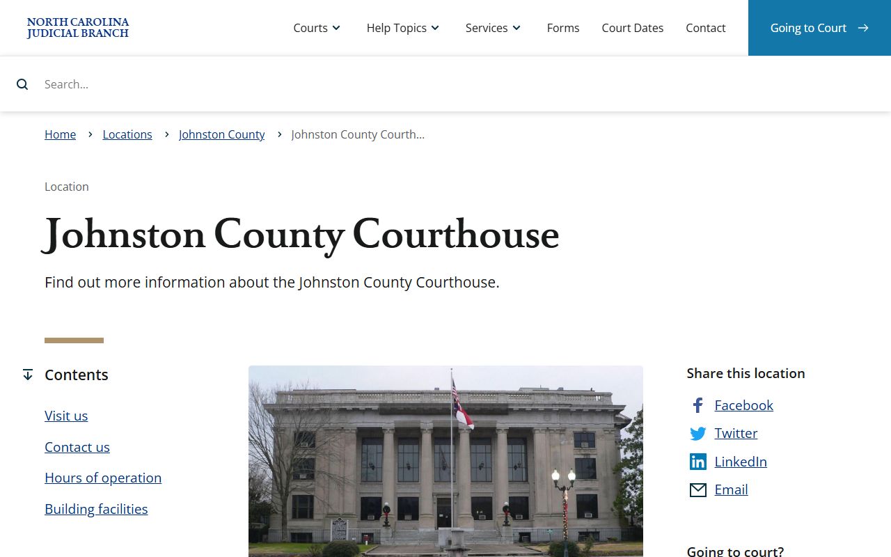 Johnston County courthouse and estate filing fee information