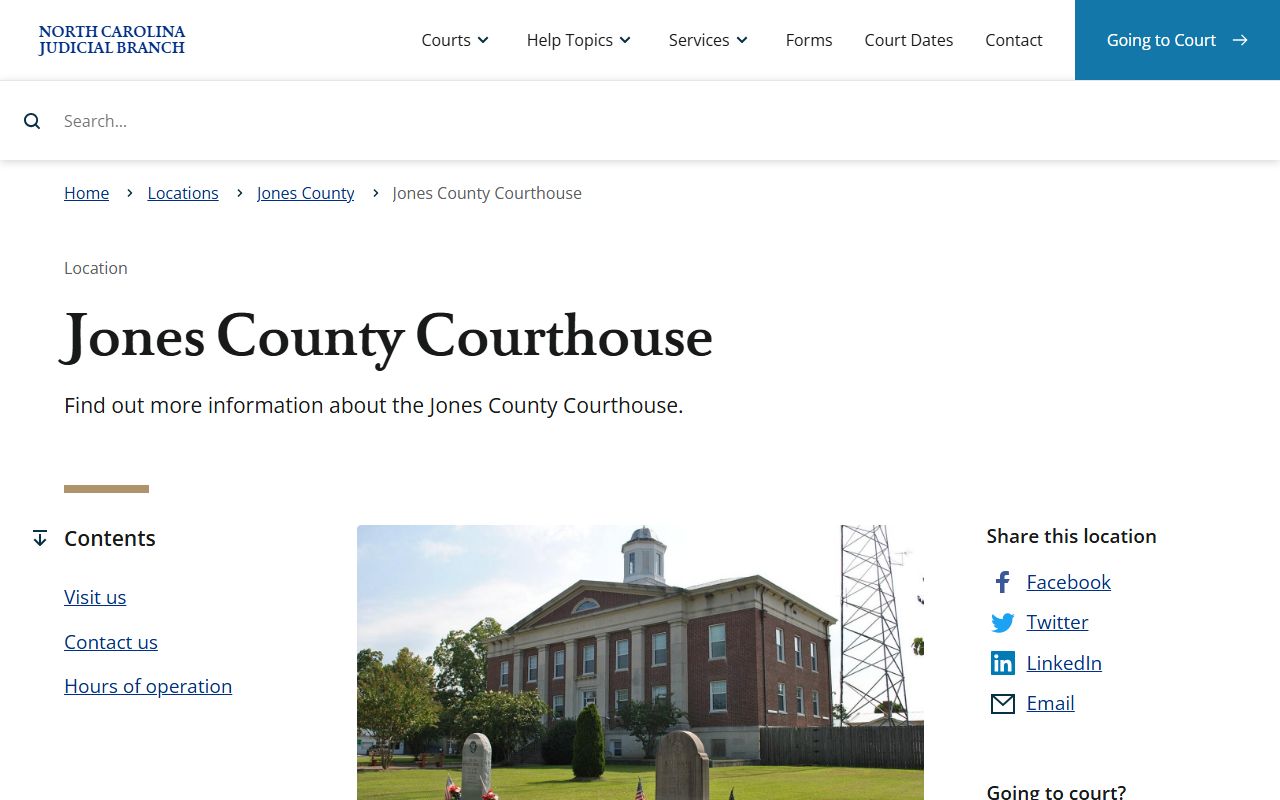 Jones County courthouse and probate filing information
