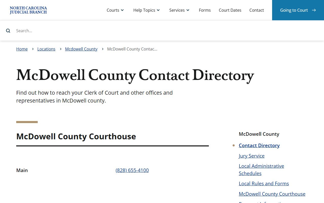 McDowell County contact directory for probate court records research