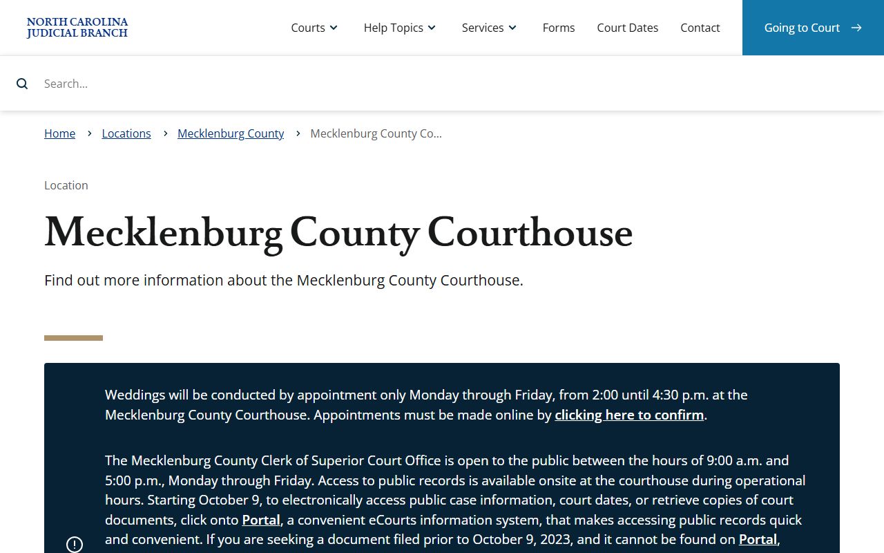 Mecklenburg County courthouse information for estate filing process