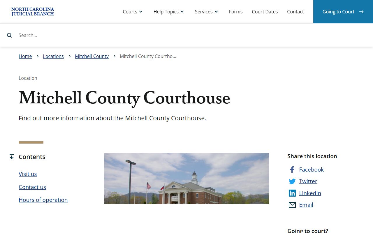 Mitchell County courthouse details for probate filing fees