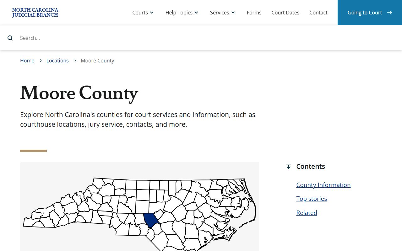 Moore County Clerk of Superior Court information for probate court records