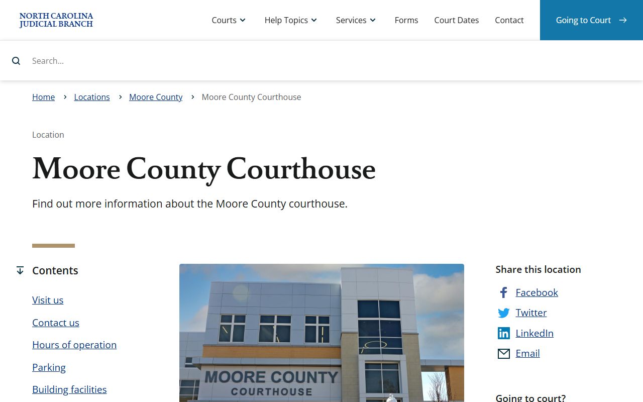 Moore County courthouse details for estate administration process
