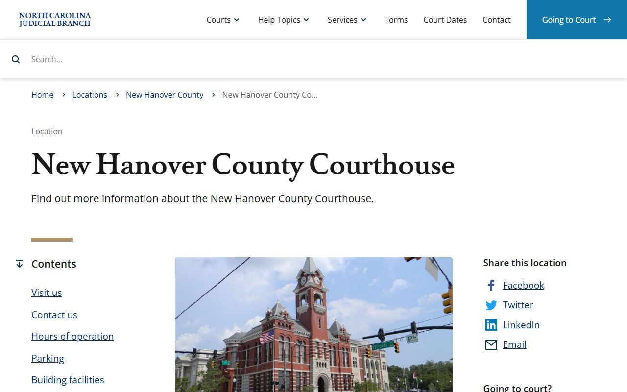 New Hanover County courthouse for estate administration filings