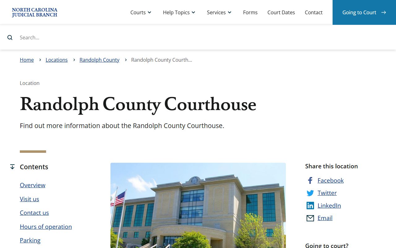 Randolph County Courthouse information for probate court records access