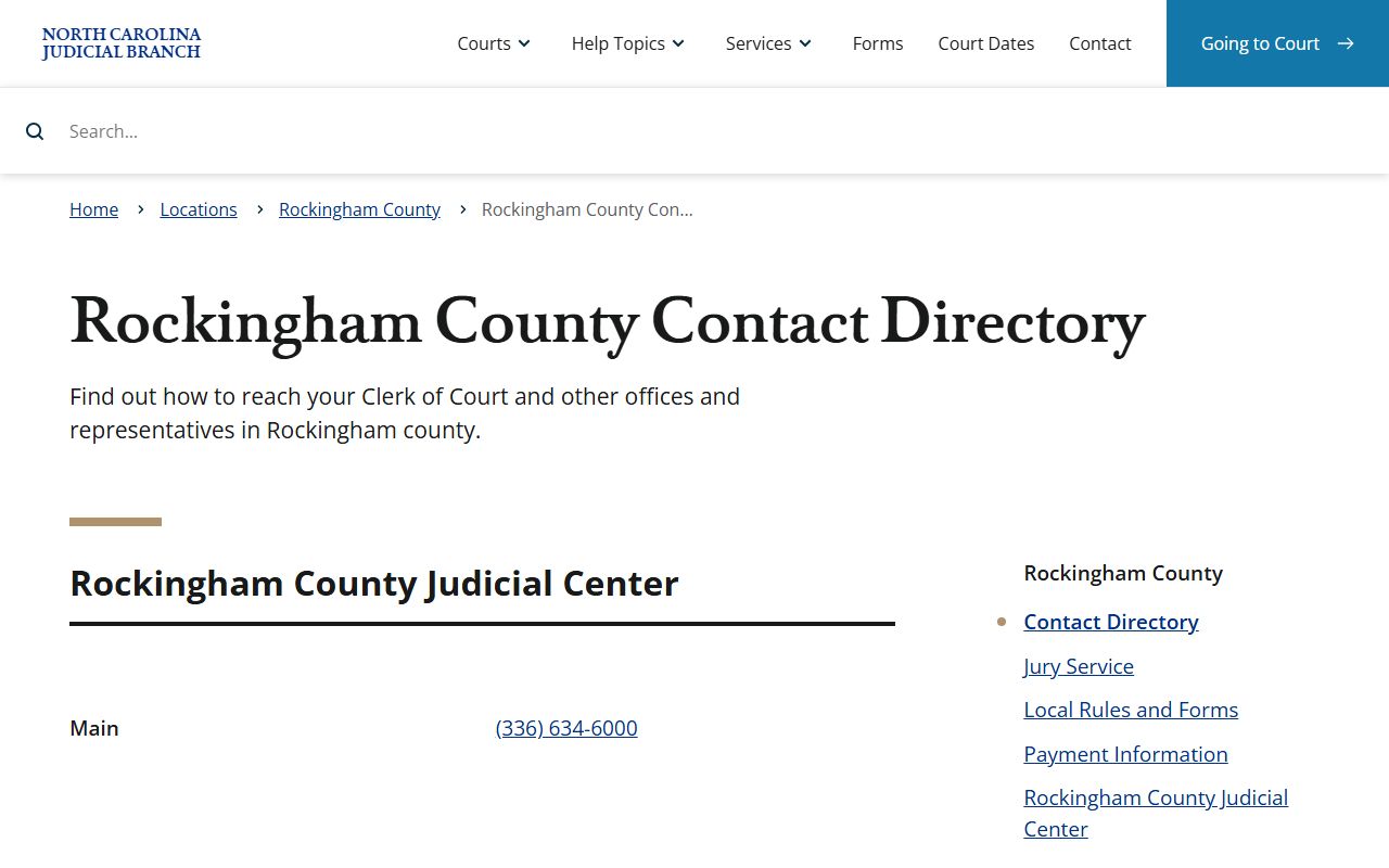 Rockingham County court contact directory for probate court records