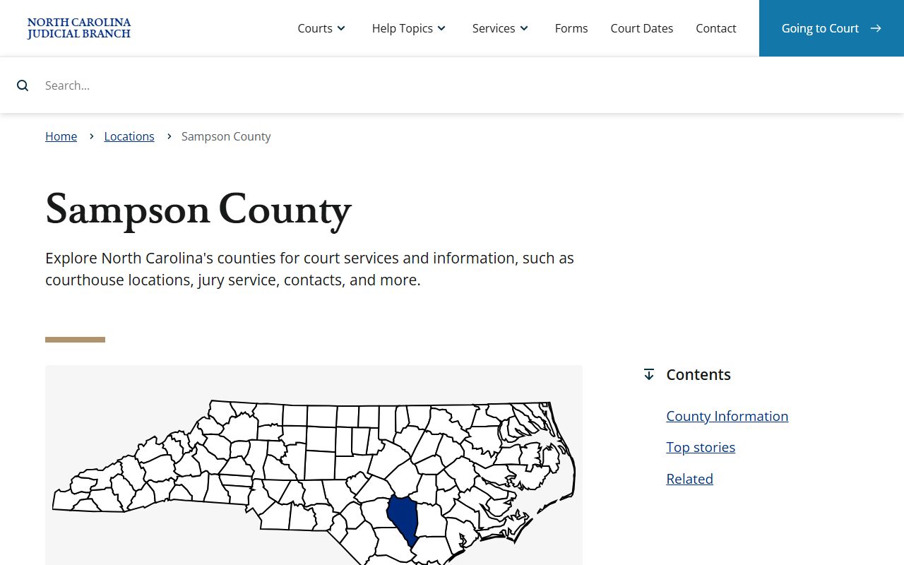 Sampson County probate court records information page