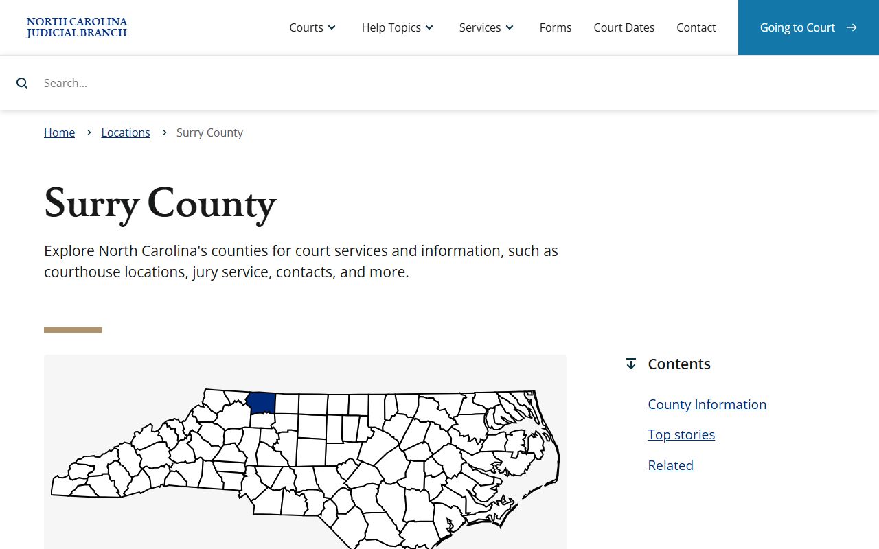 Surry County probate court records information page