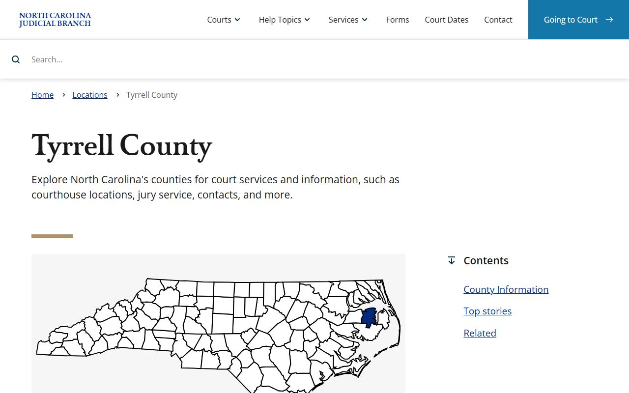 Tyrrell County probate court records information page