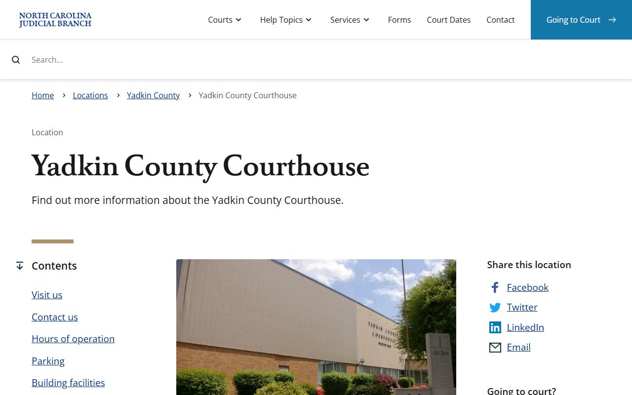 Yadkin County courthouse information for probate court records access